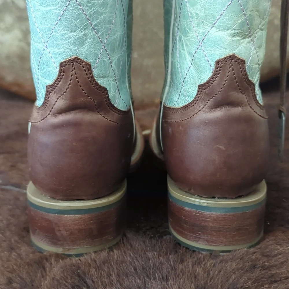 TIN HAUL I<3 Cactus🌵 cowgirl boots brown/lake green/pink sz 2 little girl NWT